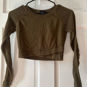 Extra Small Olive Green Rue21 Long Sleeve Crop Top